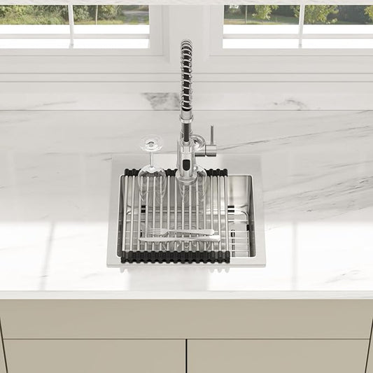 15 Inch Drop In Kitchen Sink - Beslend ADA 6 Inch Depth 15x15 Drop In Square Sinks Topmount Stainless Steel 16 Gauge Mobility Friendly Sink for Wheelchair Accessible & Accessible Design Kitchen