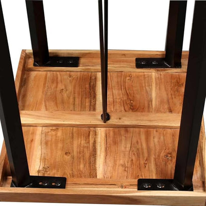 Bar Table Brown 23.6x23.6x42.1 in Solid Acacia Wood & Steel Industrial High Top for Dining Room Kitchen Small Spaces 2 Person
