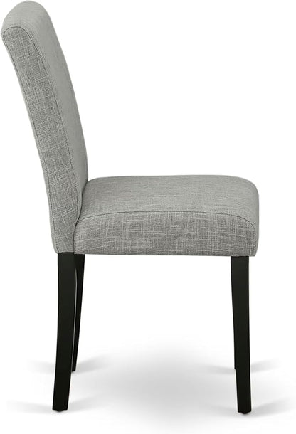 East West Furniture ABP1T06 Abbott Parson Dining Room Chairs - Shitake Linen Fabric Upholstered Chairs, Set of 2, Black