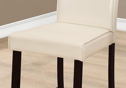 Monarch Specialties I 1903 Dining Chair, Set of 2, Counter Height, Upholstered, Kitchen, Dining Room, Pu Leather Look, Wood Legs, Beige, Brown, Transitional