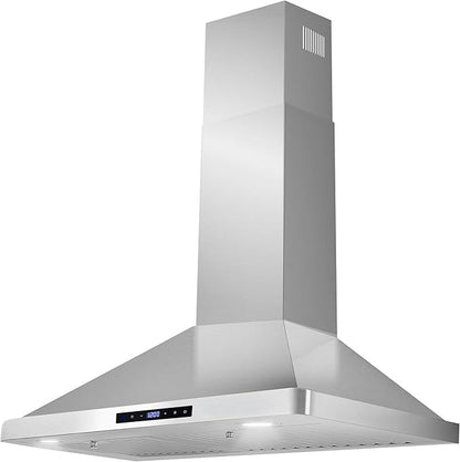 COSMO COS-63175S 30 in. Vista Collection 380 CFM Ducted Wall Mount Range Hood, Touch Controls, LED Lights, Stainless Steel