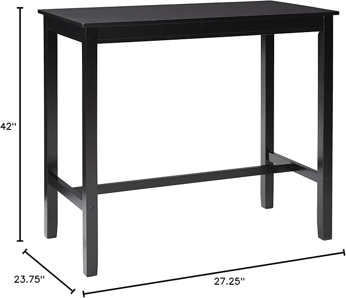 Linon 42 inch Bar Height Pub Claridge Table, Black