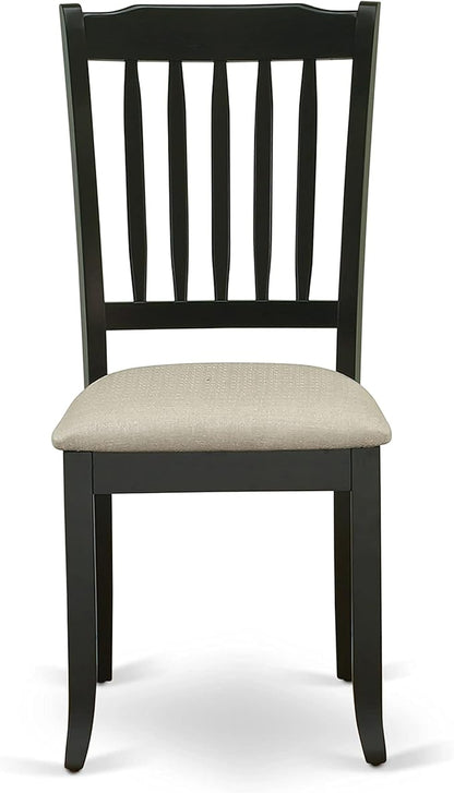 East West Furniture DAC-BLK-C Danbury Kitchen Dining Chairs - Linen Fabric Upholstered Wooden Chairs, Set of 2, Black