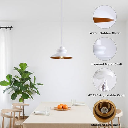 Pendant Light Fixture, Hanging Light for Kitchen Island Dining Room Bedroom Foyer, E26 Base Metal 1-Light Ceiling Lamp