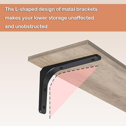 DINZI LVJ Long Wall Shelves, 31.5 Inch Wall Mounted Shelves Set of 2, Easy-to-Install, Floating Storage Ledges with Sturdy Metal Brackets for Living Room, Bathroom, Bedroom, Kitchen, Greige