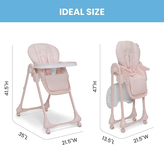Little Folks by Delta Children 2-in-1 SlimFold High Chair for Babies and Toddlers, Pink