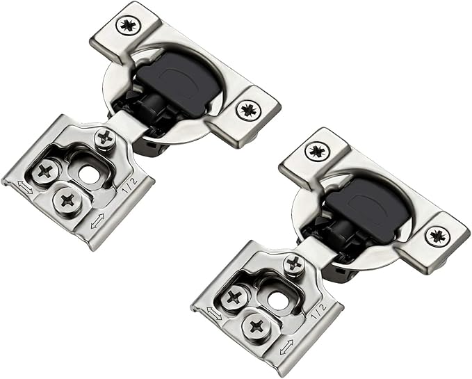 20 Pack 10 Pairs 1/2 inch Overlay Soft Close Hinges for Kitchen Cabinet Hinges Satin Nickel Hidden Hinges Stainless Steel Concealed Hinge self Closing