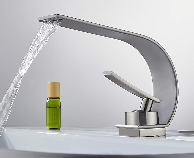 becola Modern Bathroom Faucet, Low Arc Brass Ceramic Valve Vanity Single Hole Bathroom Sink Faucet, Touch On Single Handle Hot and Cold Water Mixer Tap - Brushed Nickel