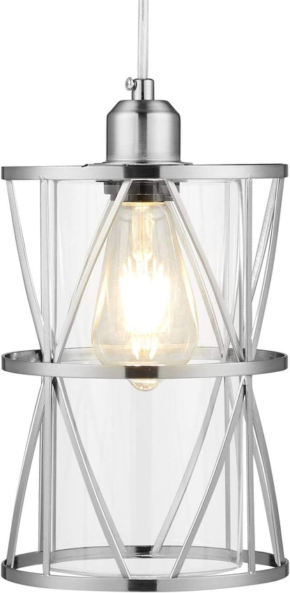 Modern Mini Pendant Light with Clear Glass, Brushed Nickel Transitional Metal Pendant Lighting Fixture for Kitchen Island Sink Dining Room Bar