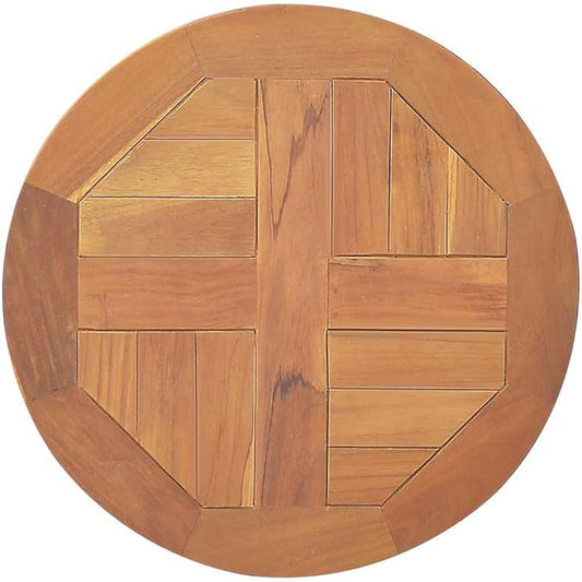 Round Teak Tabletop 15.7" Solid Wood Butcher Block Countertop for Dining Room Coffee Bar Outdoor Patio Kitchen Island Breakfast Nook