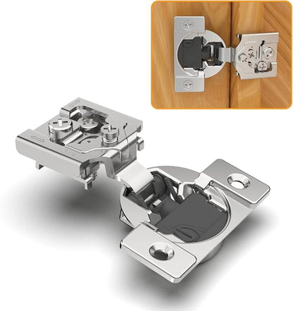 Chibery 2 Pack 3/4" Overlay 4D Soft Close Concealed Hinges for Face Frame Door, Nickel, Satin Brass Plated, Modern, Satin Nickel, 105 Open Angle, Stainless Steel Cabinet Hinges