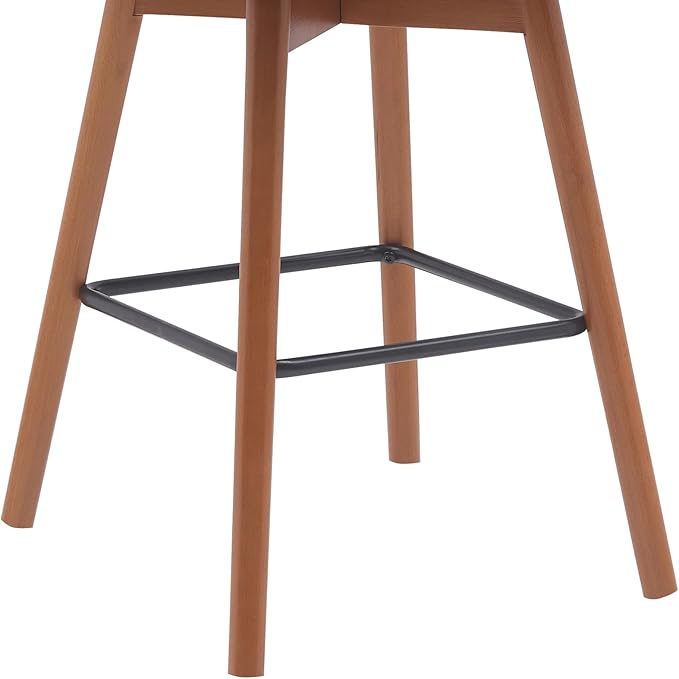 Armen Living Sicily Modern Farmhouse 26" Seat Height Swivel Walnut Wood Bar Stool for Kitchen Island Counter in Cream Faux Leather
