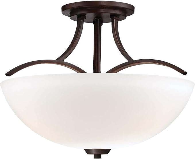 Minka Lavery 4962-284 Overland Park Semi-Flush, 3-Light, 300 Total Watts, 16.5-in H x 11.75-in W, Vintage Bronze