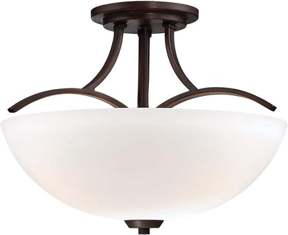 Minka Lavery 4962-284 Overland Park Semi-Flush, 3-Light, 300 Total Watts, 16.5-in H x 11.75-in W, Vintage Bronze