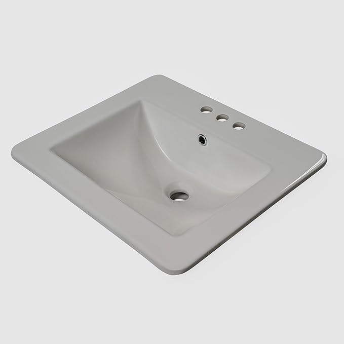 MSI White 21.00 in. (Width) X 18.3125 in. (Height) Rectangle Porcelain Overmount Vanity Sink