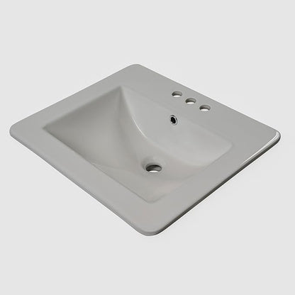 MSI White 21.00 in. (Width) X 18.3125 in. (Height) Rectangle Porcelain Overmount Vanity Sink