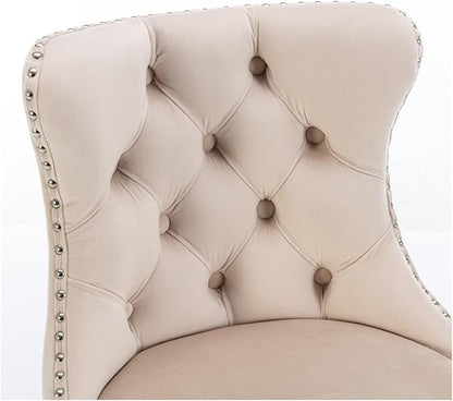 Swivel Velvet Barstools Adjusatble Seat Height from 25-33 Inch, Modern Upholstered Chrome Base Bar Stools with Backs Comfortable Tufted for Home Pub and Kitchen Island（Beige,Set of 2）,for Living Room
