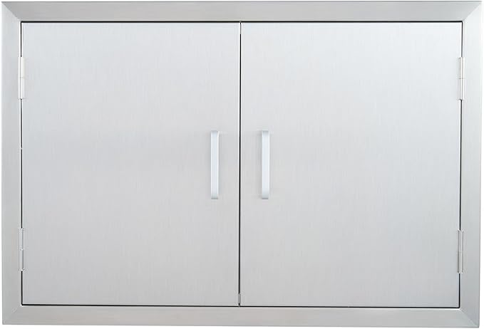 CO-Z Outdoor Kitchen Doors, 28" W x 19" H Weatherproof 304 Stainless Steel Built in BBQ Double Access Door for Outside Kitchen Commercial Grilling Station Barbeque Oven Island Storage Cabinet Door