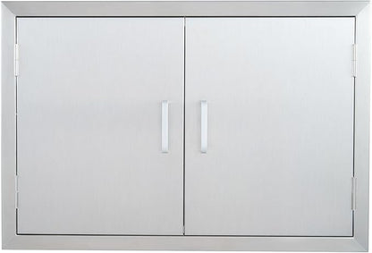 CO-Z Outdoor Kitchen Doors, 28" W x 19" H Weatherproof 304 Stainless Steel Built in BBQ Double Access Door for Outside Kitchen Commercial Grilling Station Barbeque Oven Island Storage Cabinet Door