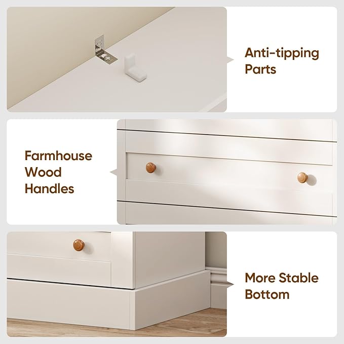 ivaniti 71" Tall Farmhouse Kitchen Pantry, Large Storage Cabinet with Adjustable Shelves, 3 Drawer, Wood Versatile Hutch Cabinet for Dining Room, Living Room, White 4 PCS