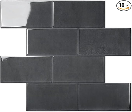 STICKGOO 10-Sheet Subway Tile Peel and Stick Backsplash, Self Adhesive Vinyl Wall Tiles, Stick on Backsplash for Kitchen and Bathroom(Thicker Design)