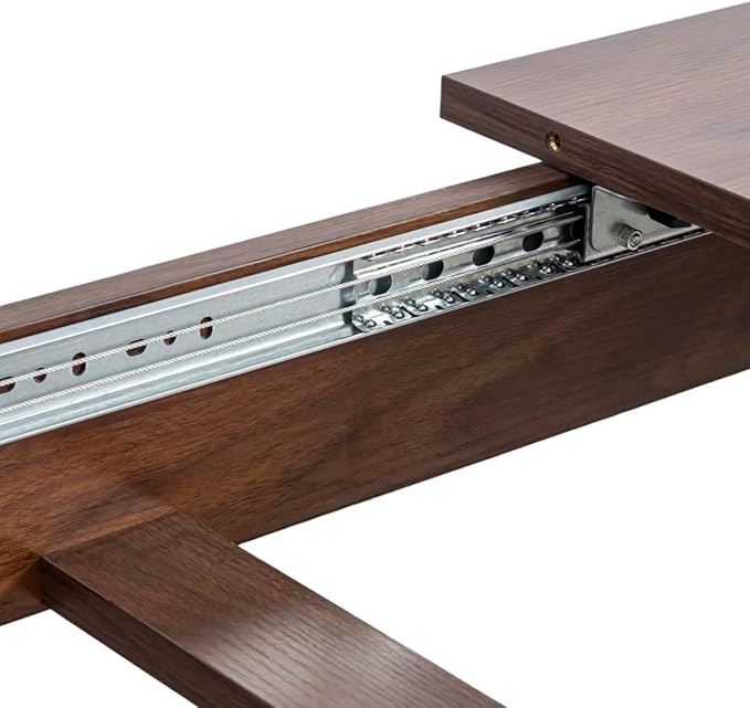JIJIWANG 70.87''-106.3'' Extendable Dining Table for 8-12, Modern Space-Saving Wood Kitchen Table, Rectangle Folding Conference Meeting Tables for Living Meeting Room Kitchen, Walnut