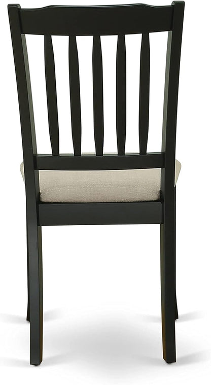 East West Furniture DAC-BLK-C Danbury Kitchen Dining Chairs - Linen Fabric Upholstered Wooden Chairs, Set of 2, Black