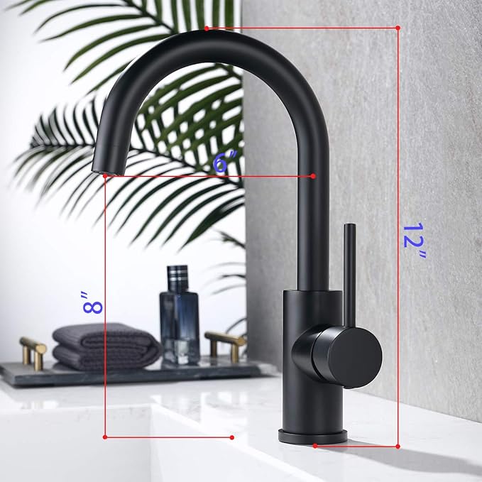 Bar Sink Faucets Single Hole, WiPPhs Matte Black Mini Kitchen Sink Faucets, Single Handle 1 Hole Modern Wet Bar Sink Faucets, Black Sink Faucet