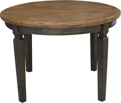 IC INTERNATIONAL CONCEPTS 44 x 44 in Round Top Solid Wood Dining Table in Hickory/Washed Coal