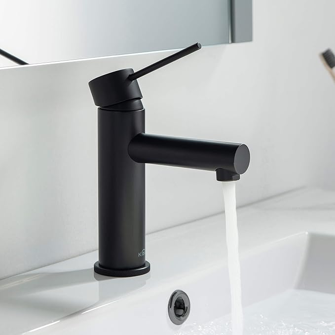 KIBI KBF1010 Solid Brass Single Handle Single Hole Circular X Faucet for Bathroom Sink | High Arc Faucet Spout | Durable Matte Black Finish | Corrosion and Rust Resistant