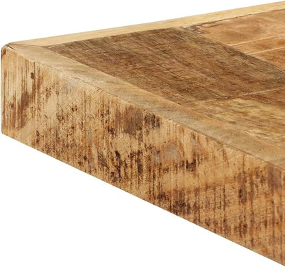 Solid Mango Wood Dining Table Rectangular Industrial Modern Style Brown 63 x 31.5 x 29.5 Inches Indoor Furniture for Dining Room Seats 6
