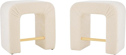 24''Boucle Stool Set of 2,Dining Chairs for Home Kitchen Island,Cream