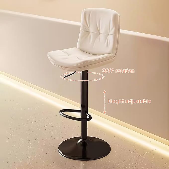 Counter Height s with Back, Faux Leather Adjustable Chairs for Kitchen Island,Beige-Black Leg