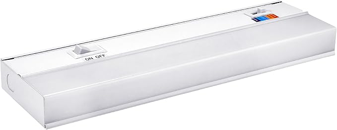 Maxxima 12 in. Hardwired LED Under Cabinet Light - 300 Lumens, 5 CCT, Color Temperature Slide Control, 2700K/3000K/3500K/4000K/5000K, Kitchen and Indoor Lighting Fixture, White, On/Off Switch