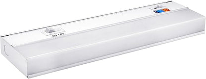 Maxxima 12 in. Hardwired LED Under Cabinet Light - 300 Lumens, 5 CCT, Color Temperature Slide Control, 2700K/3000K/3500K/4000K/5000K, Kitchen and Indoor Lighting Fixture, White, On/Off Switch