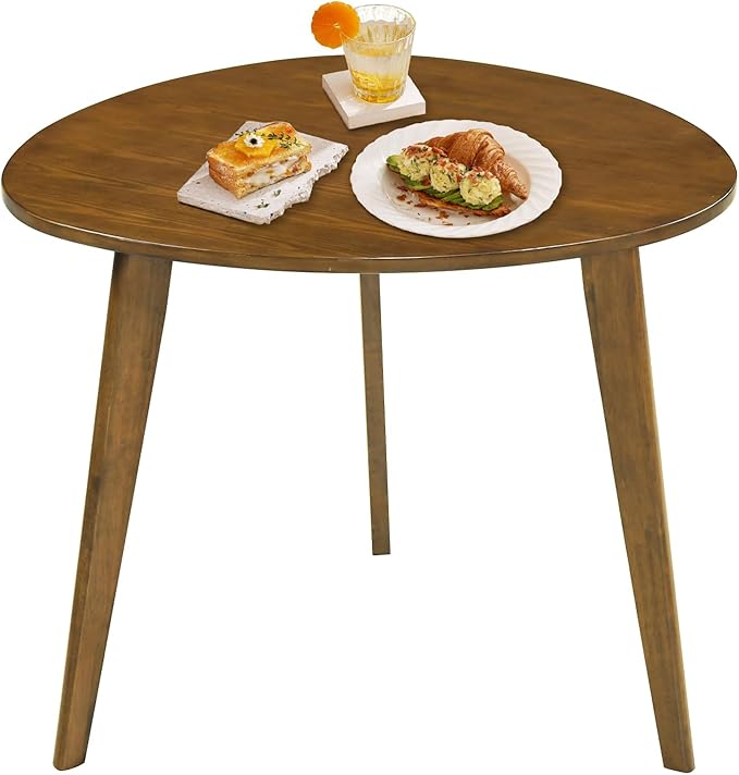 Giantex 35.5" Dining Table for 2-3, Farmhouse Wooden Kitchen Table with Solid Rubber Wood Legs, Space-Saving Dinner Table for Dinette, Living Room, Dorm, Home Office, Walnut