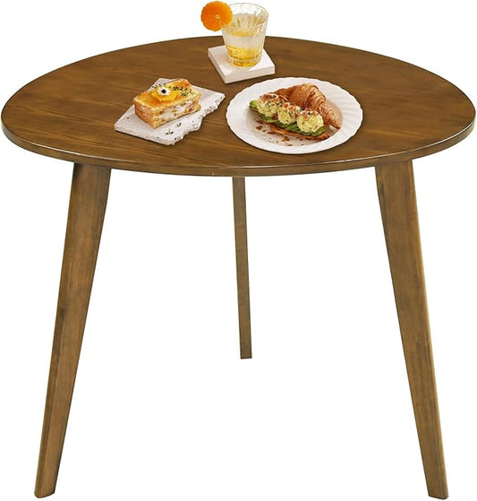 Giantex 35.5" Dining Table for 2-3, Farmhouse Wooden Kitchen Table with Solid Rubber Wood Legs, Space-Saving Dinner Table for Dinette, Living Room, Dorm, Home Office, Walnut