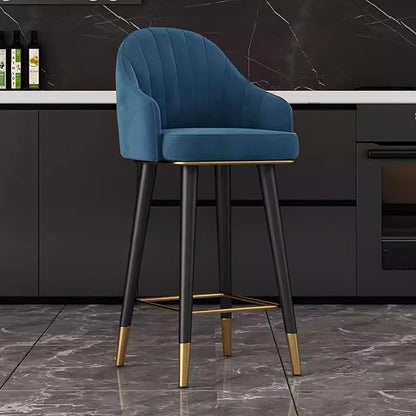 Swivel Stools Set of 2, Counter Height stools with Back and Footrest, Upholstered Chairs for Dining Room Home Kitchen Island,Blue-Sitting Height 65cm