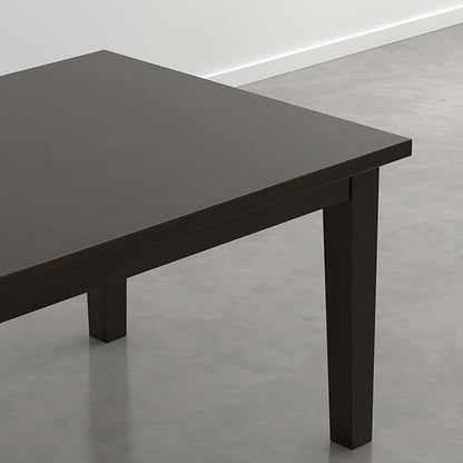 SIMPLIHOME Eastwood Dining Table - 66 inch Wide Solid Wood Rectangular Dinner Table in Deep Brown, Contemporary Dining Room Table with Thick Top and Tapered Legs, Seats 6