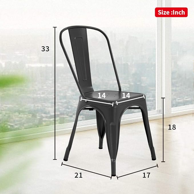 FDW Metal Dining Chairs Set of 2 Patio Chair Indoor Outdoor Chairs Kitchen Metal Chairs Restaurant Chair 18 Inch Seat Height Metal Stackable Chair 330LBS Weight Capacity Tolix Side Bar Chairs