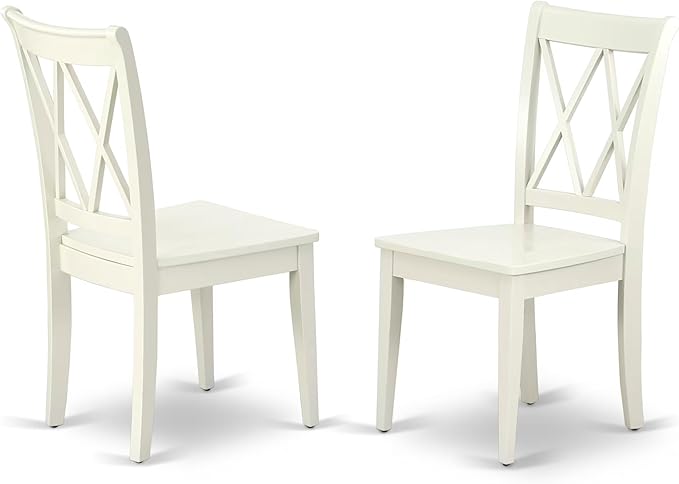 East West Furniture CACL5-LWH-W 5 Piece Kitchen Table Set for 4 Includes a Rectangle Dining Room Table and 4 Solid Wood Seat Chairs, 36x60 Inch, Linen White