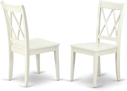 East West Furniture CACL5-LWH-W 5 Piece Kitchen Table Set for 4 Includes a Rectangle Dining Room Table and 4 Solid Wood Seat Chairs, 36x60 Inch, Linen White