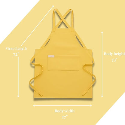 100% Cotton Kitchen Apron with 2 Pockets – Adjustable Chef Apron for Cooking Baking BBQ – Unisex Apron