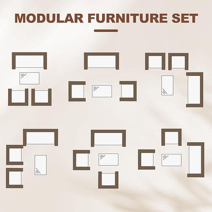 GAOMON 4-Piece Patio Furniture Set, Modern PE Rattan Conversation Set with 2 Chairs, Loveseat & Tempered Glass Coffee Table, All-Weather Outdoor Seating for Garden, Porch, Balcony, Poolside