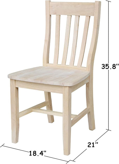International Concepts Cafe Dining Chairs, Solid Parawood, Unfinished (Set of 2)