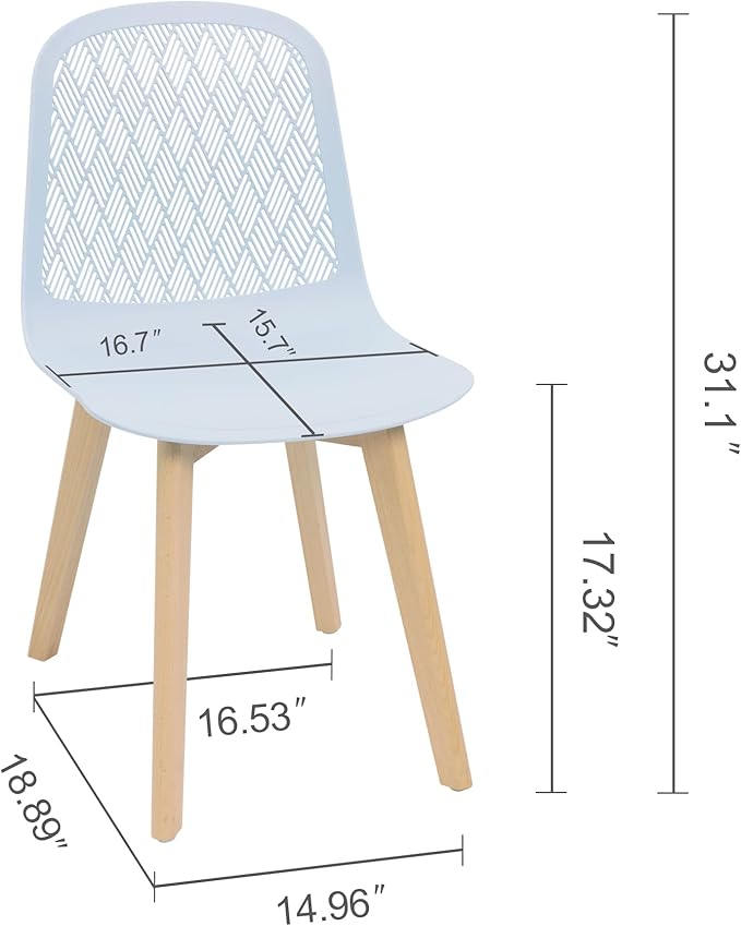 KM Legend Armless Modern Chairs with Wood Legs for Living, Bedroom, Kitchen,Dining,Lounge Waiting Room, Restaurants, Cafes, Set of 2…