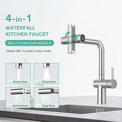 CREA Bar Sink Faucet,Chrome Bathroom Facuets 1 3 Holes, Single Handle Bathroom Faucets with Deck Plate,360°Swivel Stainless Steel Small Kitchen Faucet for Mini Pre Sink RV Vanity Faucet