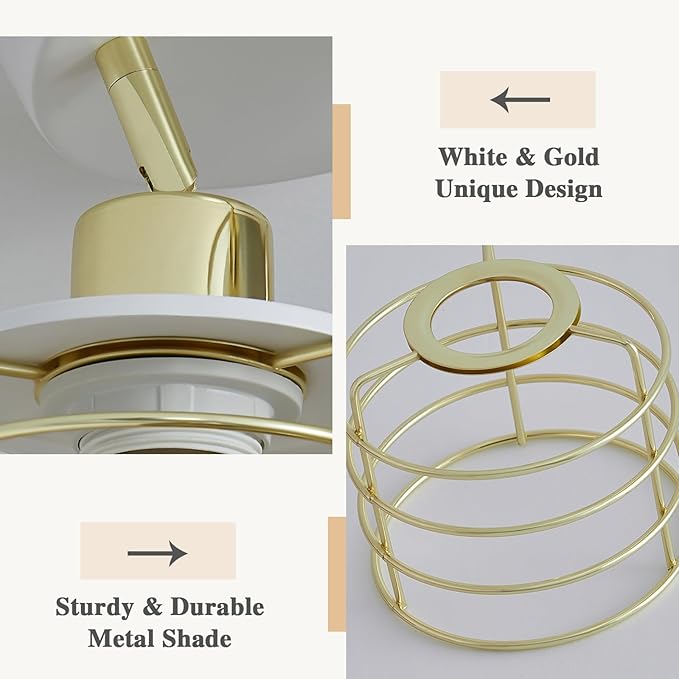Semi Flush Mount 3-Light Kitchen Ceiling Fixture, Multi-Directional Lights for Kitchen, Farmhouse, Hallway, Dining Room, Entryway (White & Gold)
