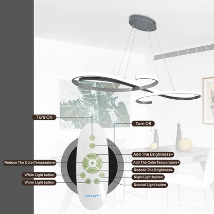 Modern Led Pendant Light,Dimmable Led Pendant Lights Kitchen Island Lighting Color Temperature 3000K-4000K-5000K Creative Design Kitchen Light Fixture Adjustable Hanging Lamps