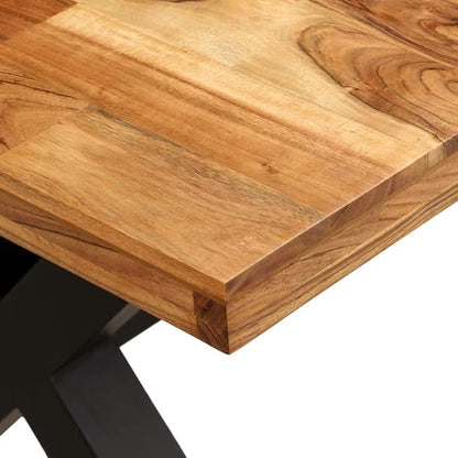 Solid Wood Dining Table 70.9 Inch Industrial Rectangular Kitchen Table with Steel Legs for Dining Room and Kitchen